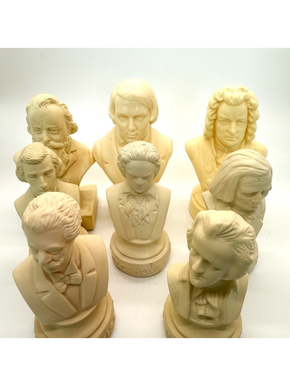 Vintage Collection of 8 Classical Figure Busts Plastic Miniature Sculptures